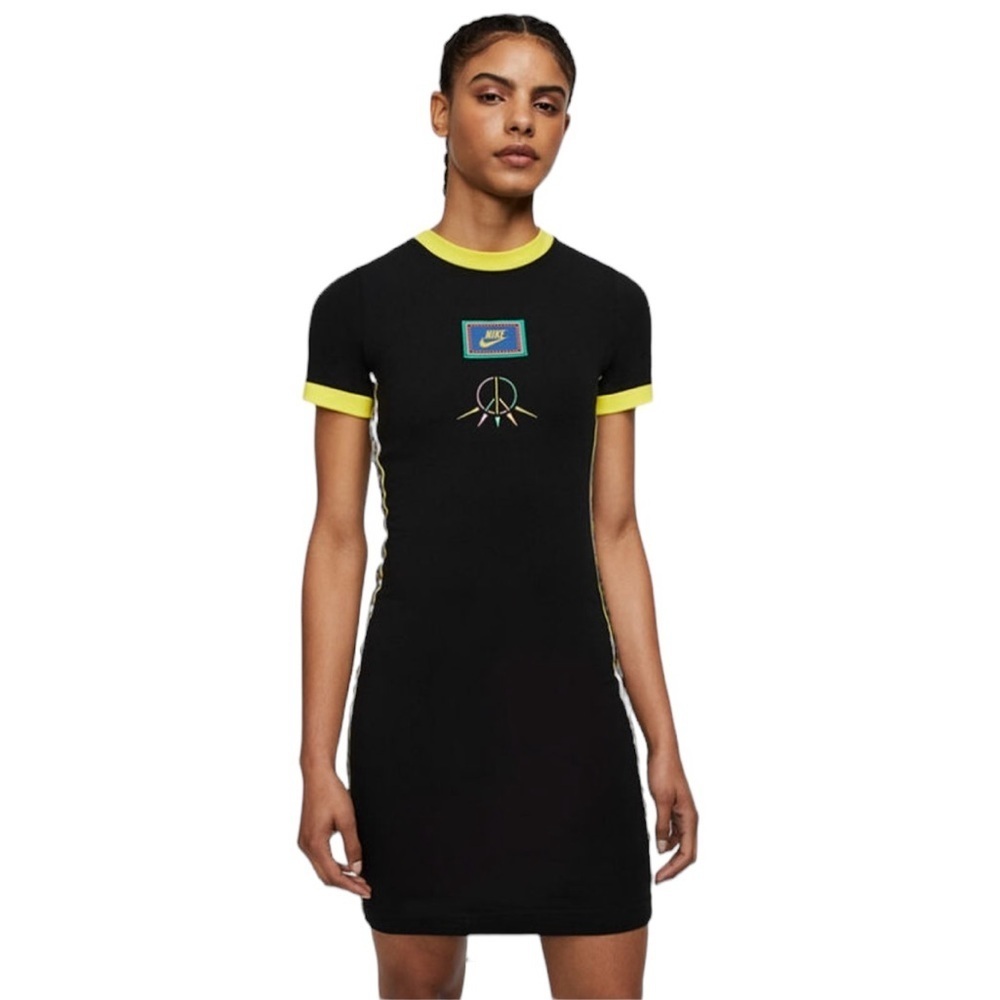 NIKE Dress- Black Short Sleeve "Peace" Dress  Size medium